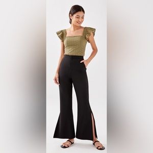 Flare side slit black pants